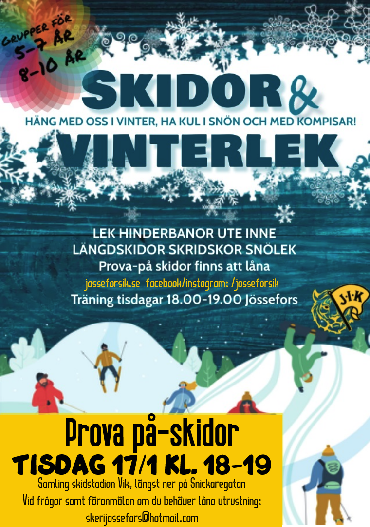 Reklam för skidor och vinterlek